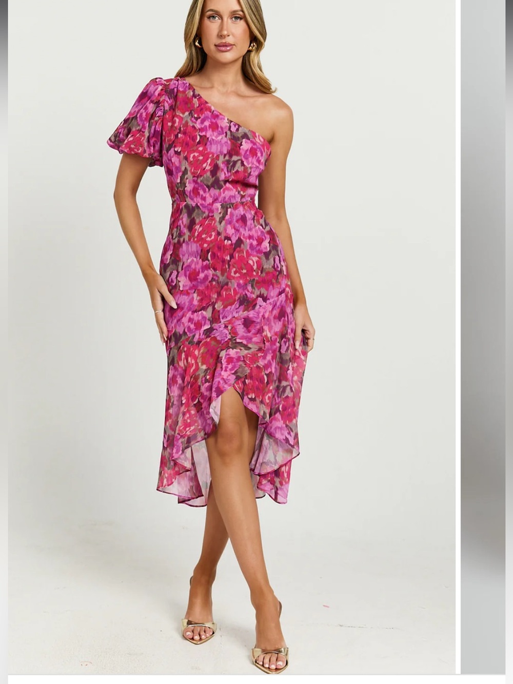 Showpo Clabelle Midi Dress - One Shoulder Ruffle Size US 6
